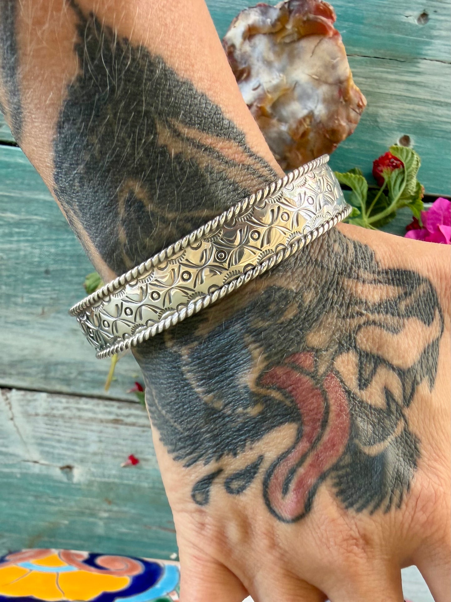 Stamped Silver Cuff