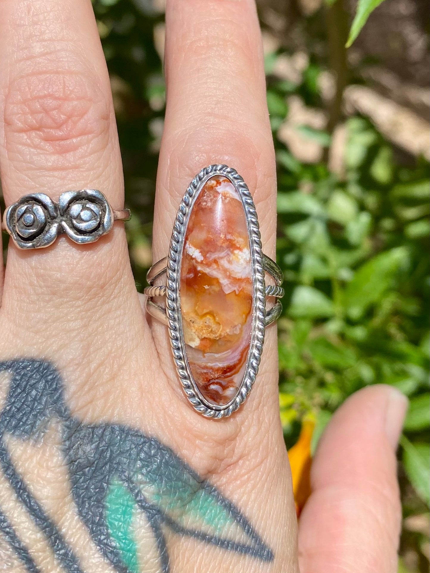 Sterling and Fire Mountain Agate Ring