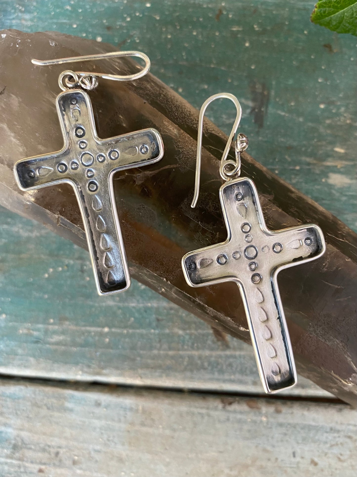 Silver Shadowbox Cross Earrings