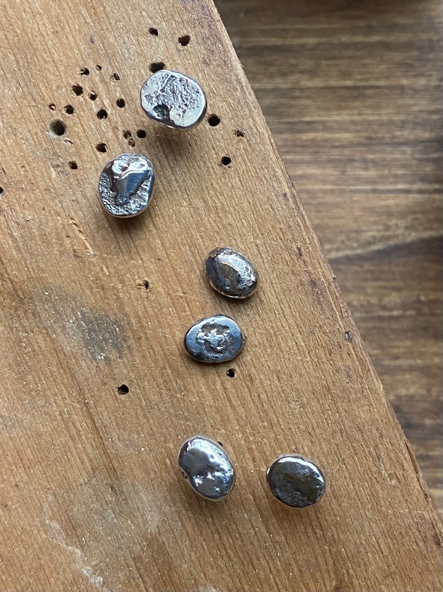 Silver Pebble Stud Earrings
