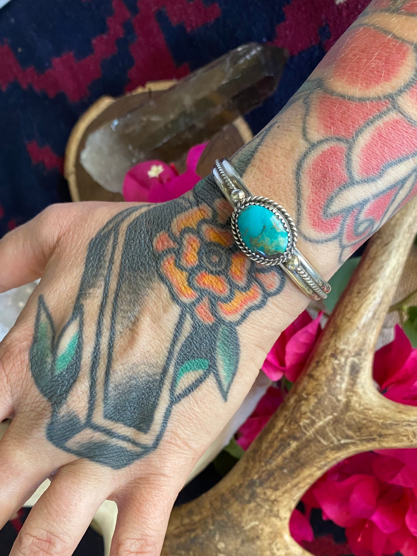 Turquoise and Silver Twist Cuff Bracelets