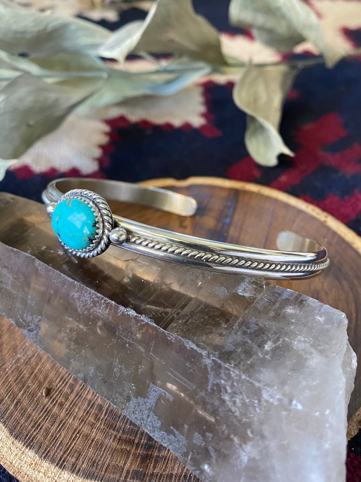 Turquoise and Silver Twist Cuff Bracelets