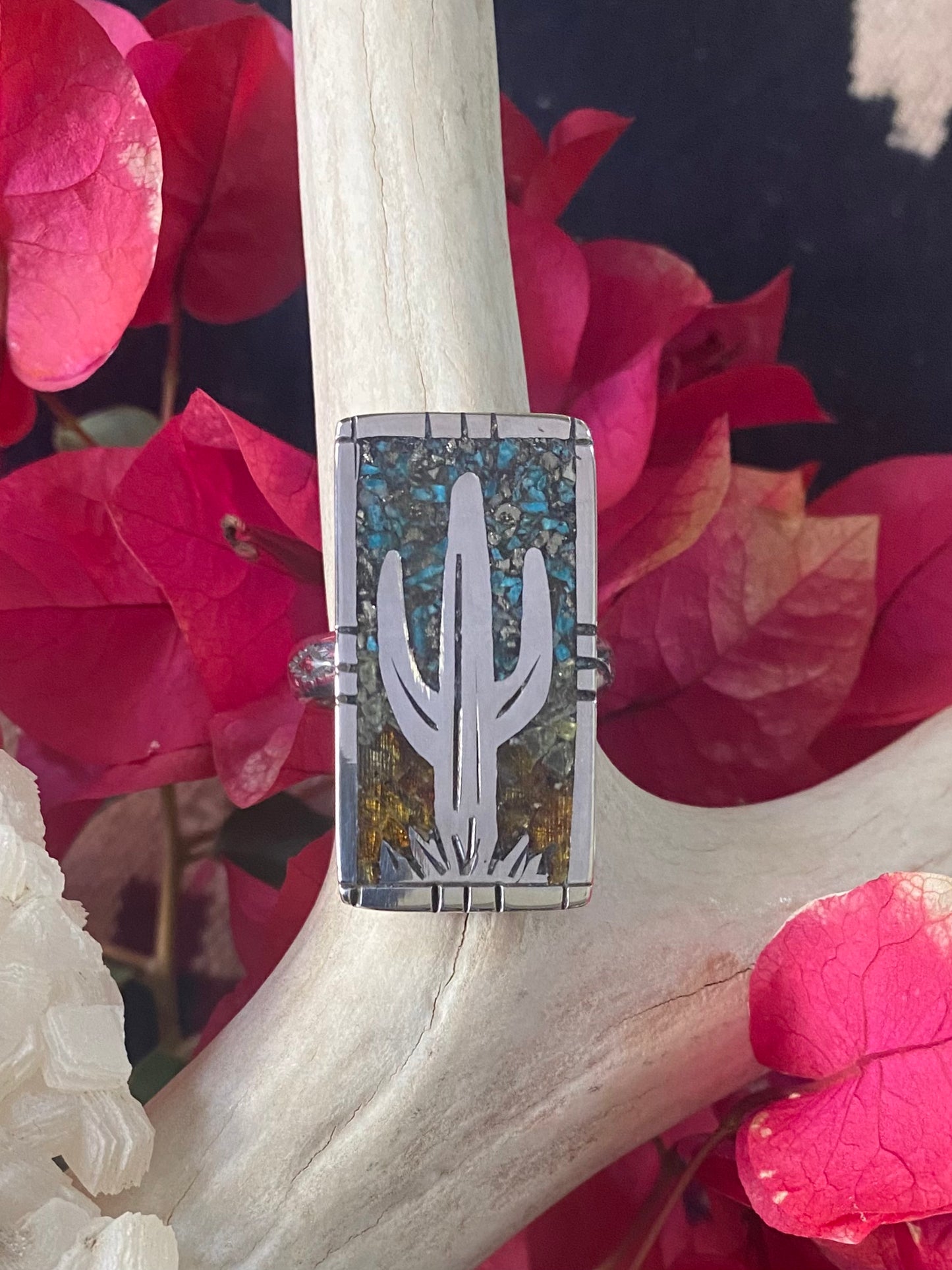 Men’s Inlay Cactus Ring