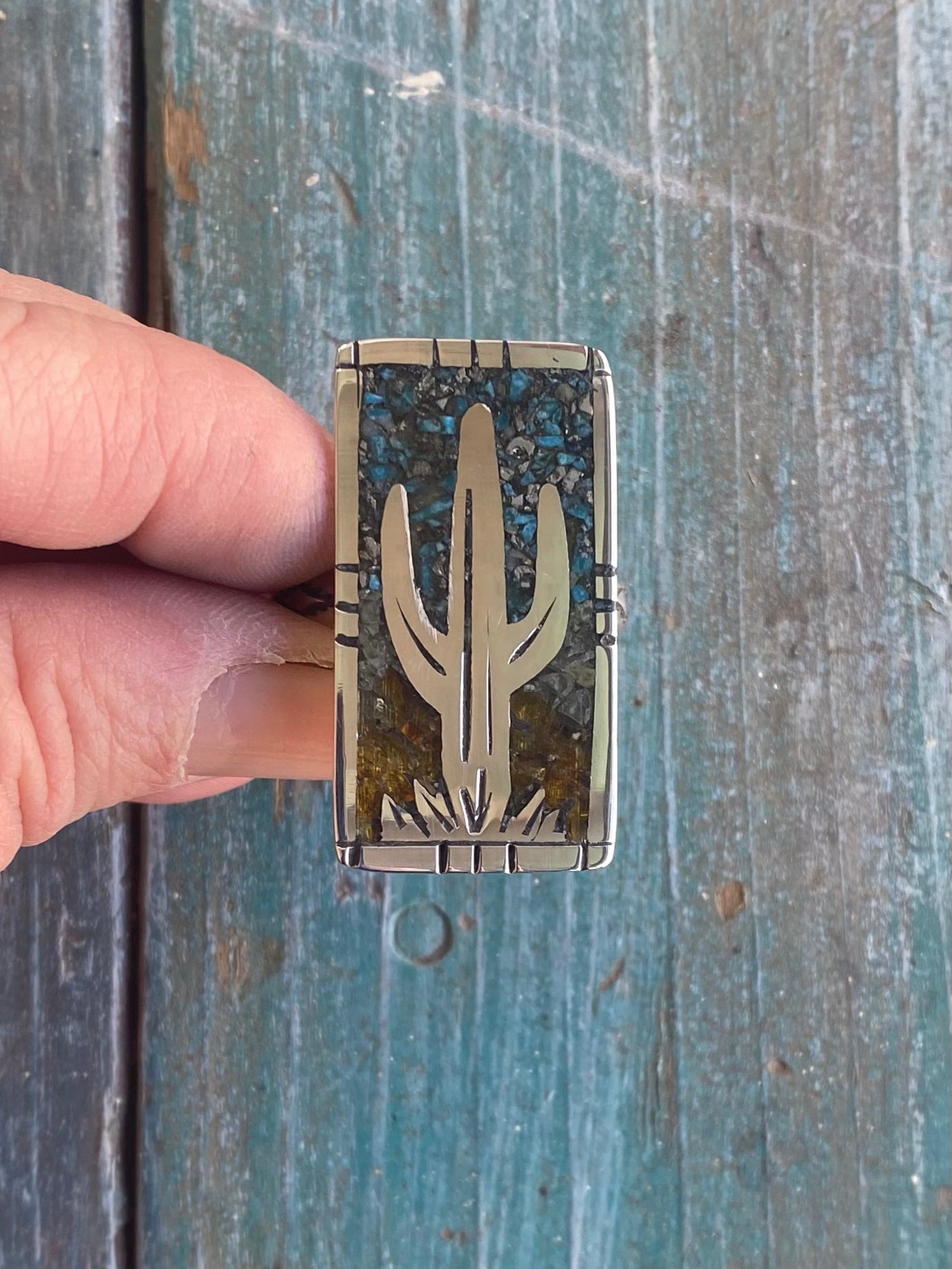 Men’s Inlay Cactus Ring