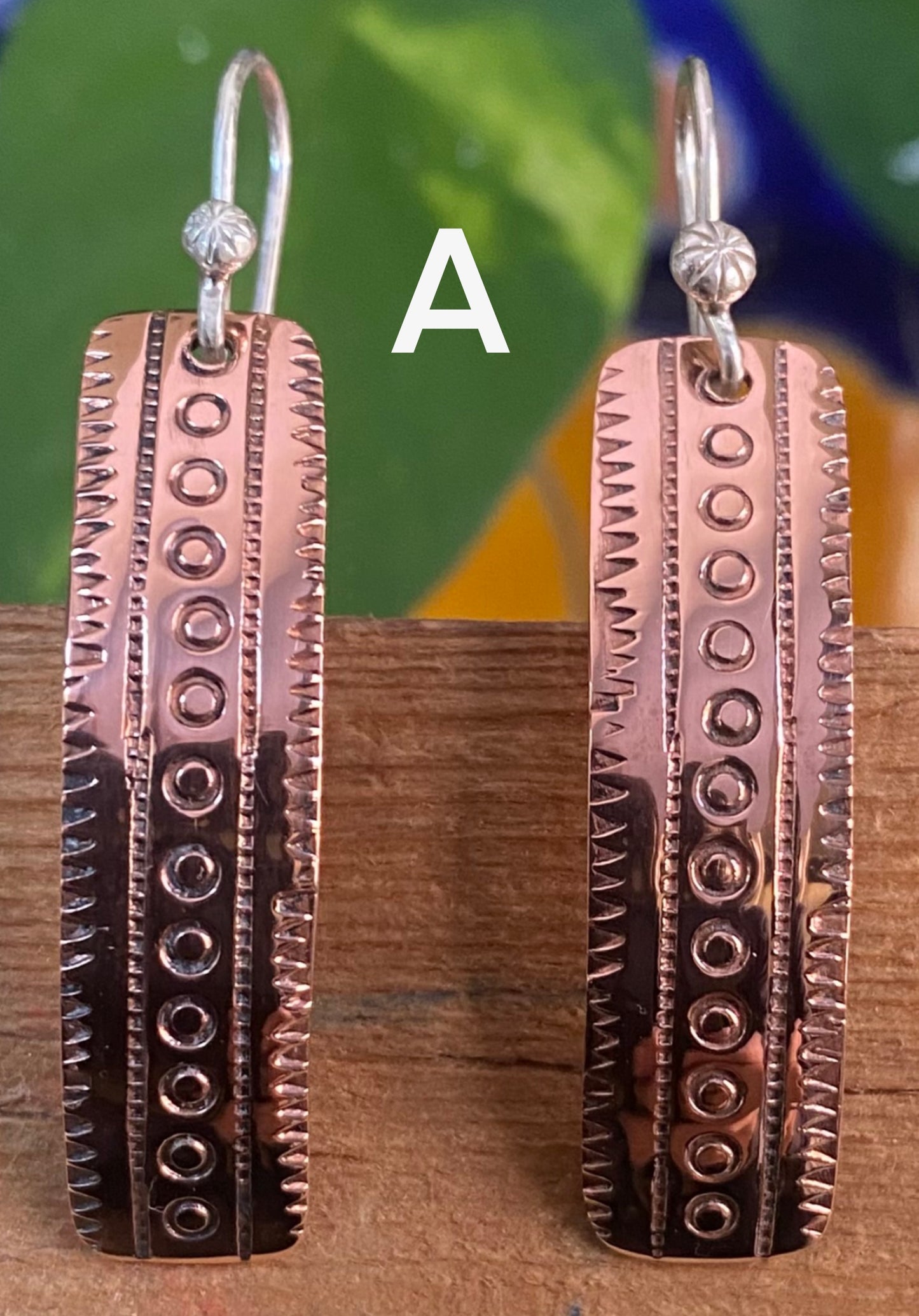Stamped Copper Dangle Earrings