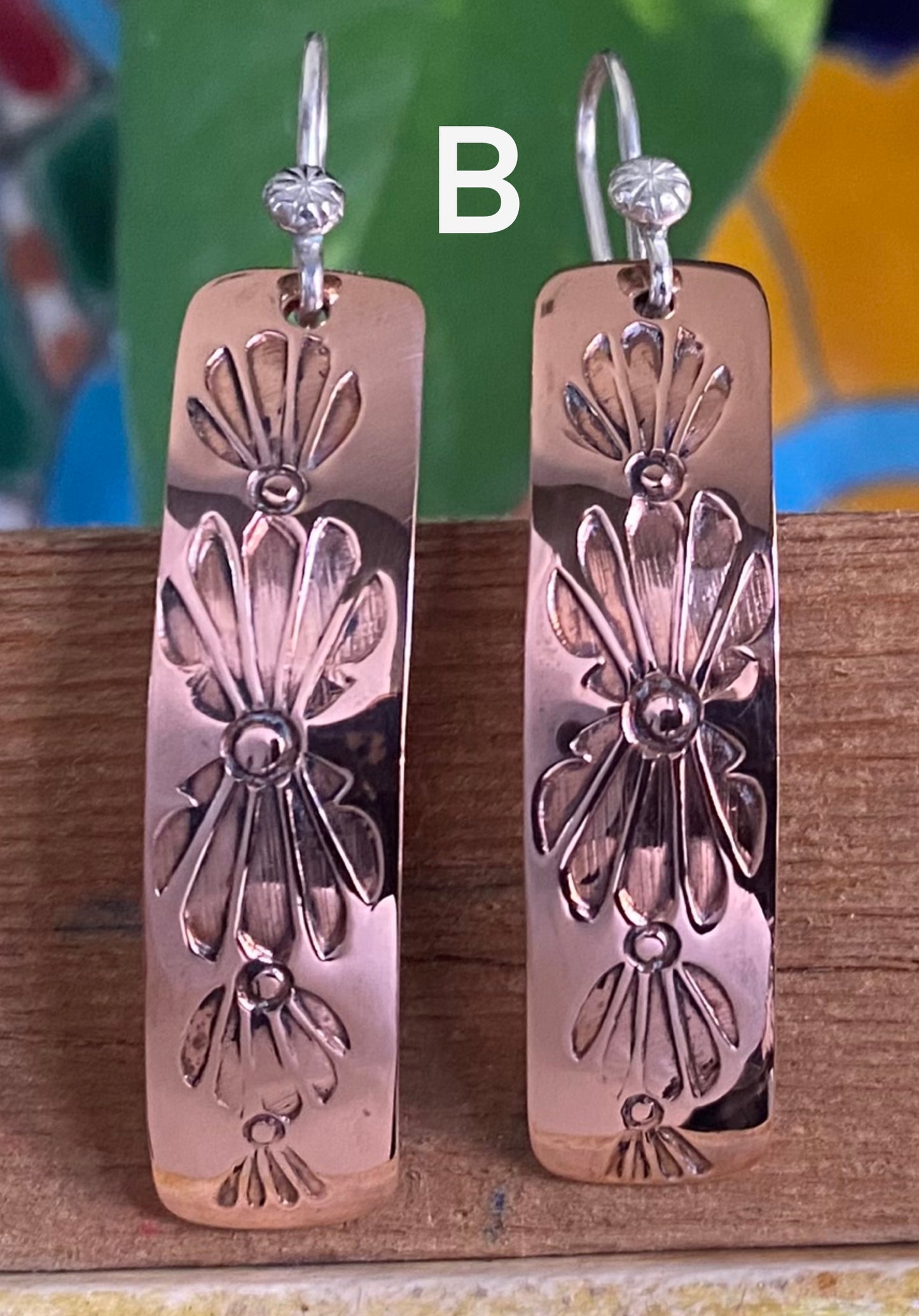 Stamped Copper Dangle Earrings