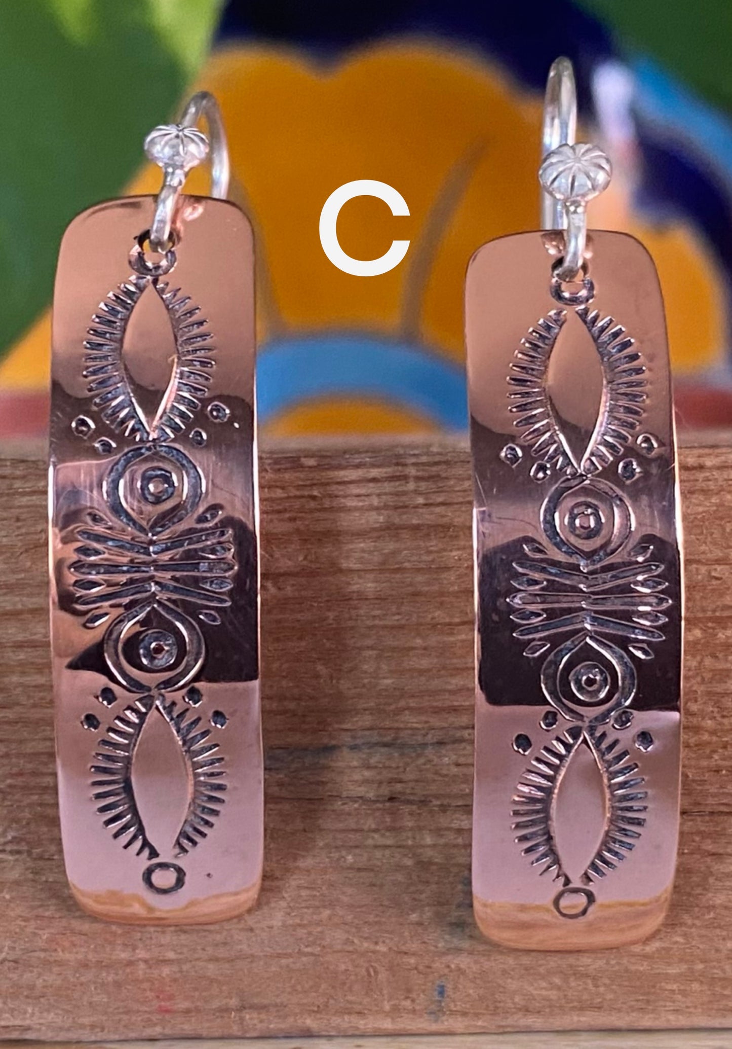 Stamped Copper Dangle Earrings