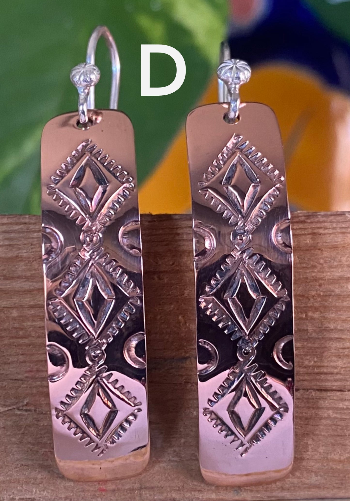 Stamped Copper Dangle Earrings