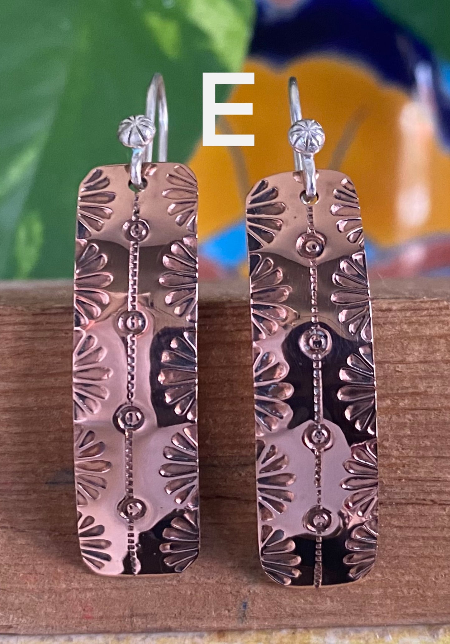 Stamped Copper Dangle Earrings