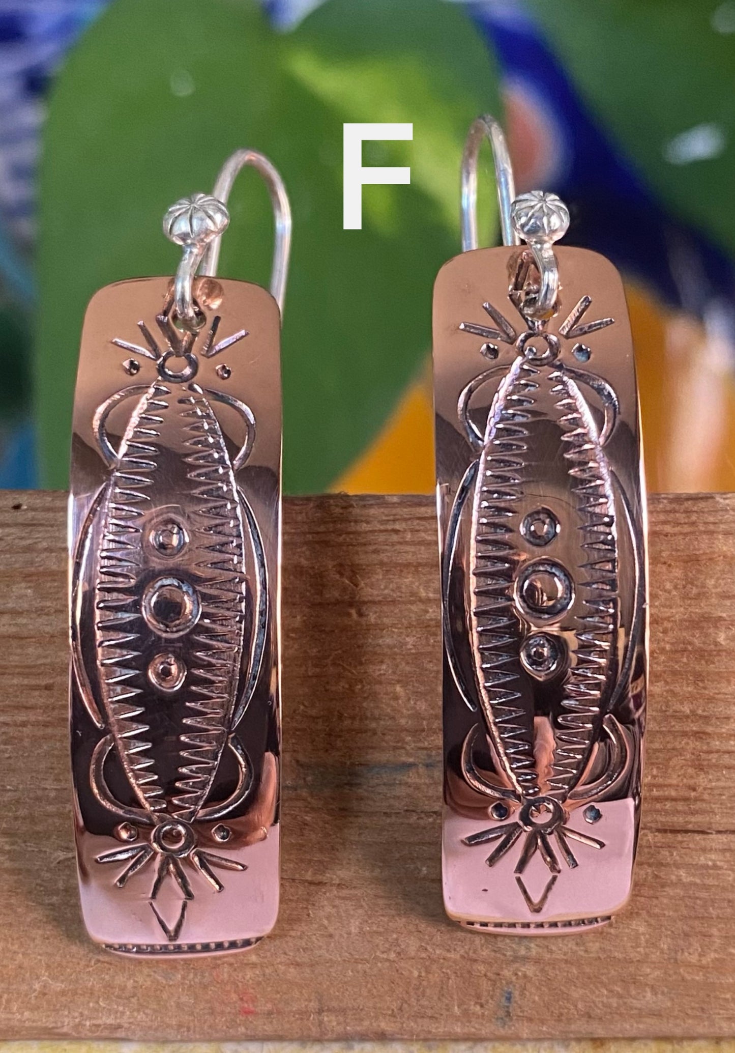 Stamped Copper Dangle Earrings