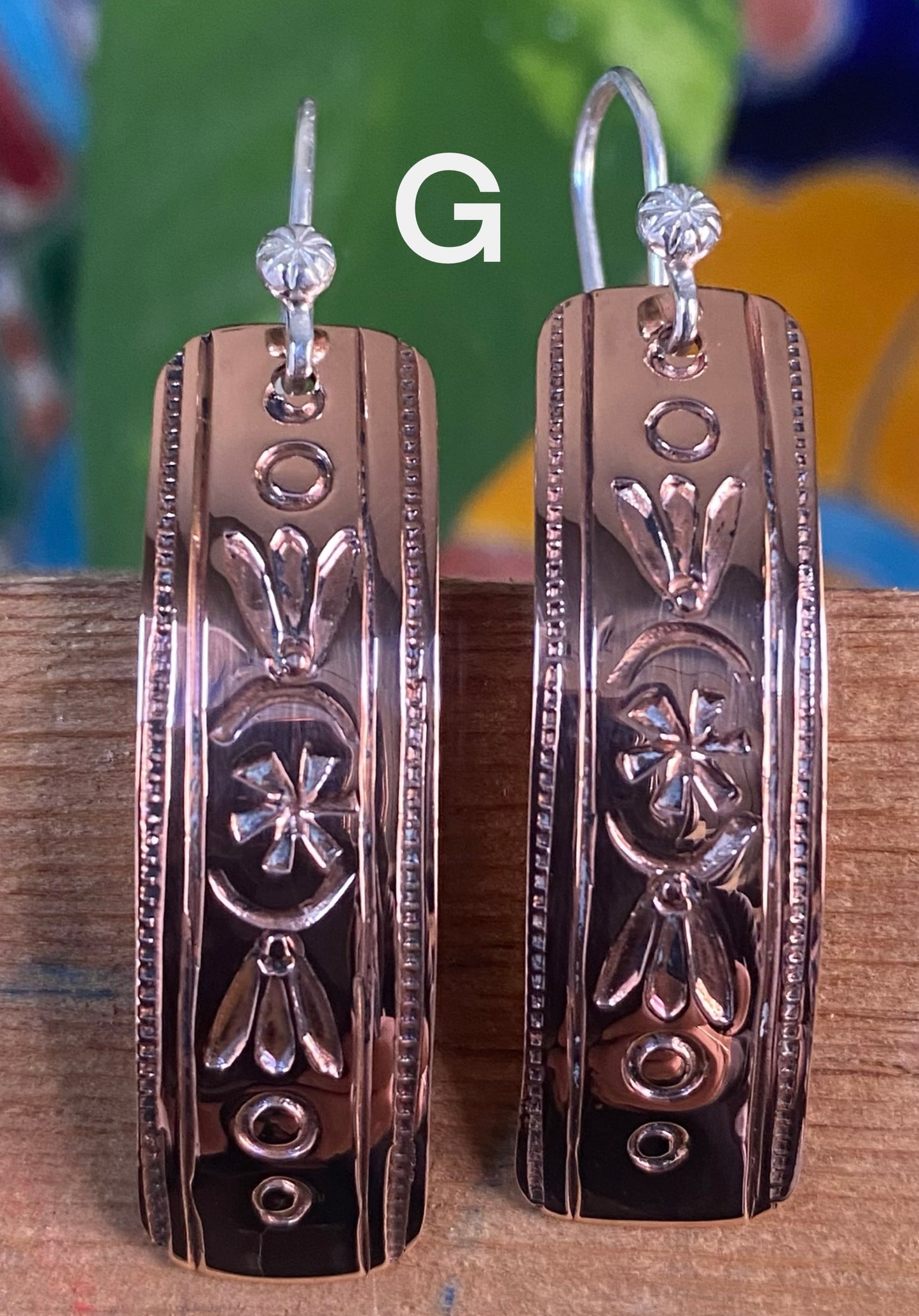 Stamped Copper Dangle Earrings