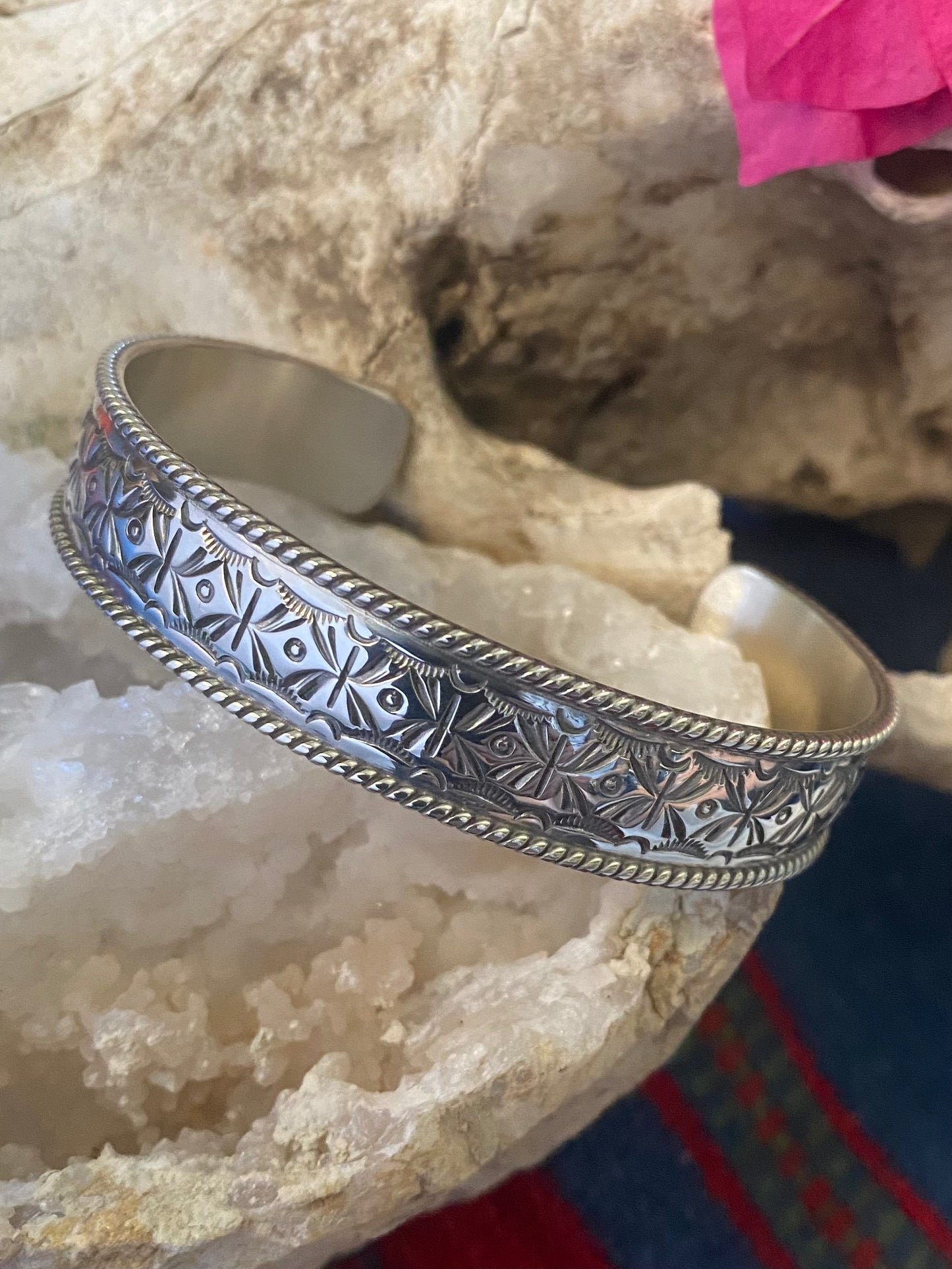 Hand Stamped Silver Cuff