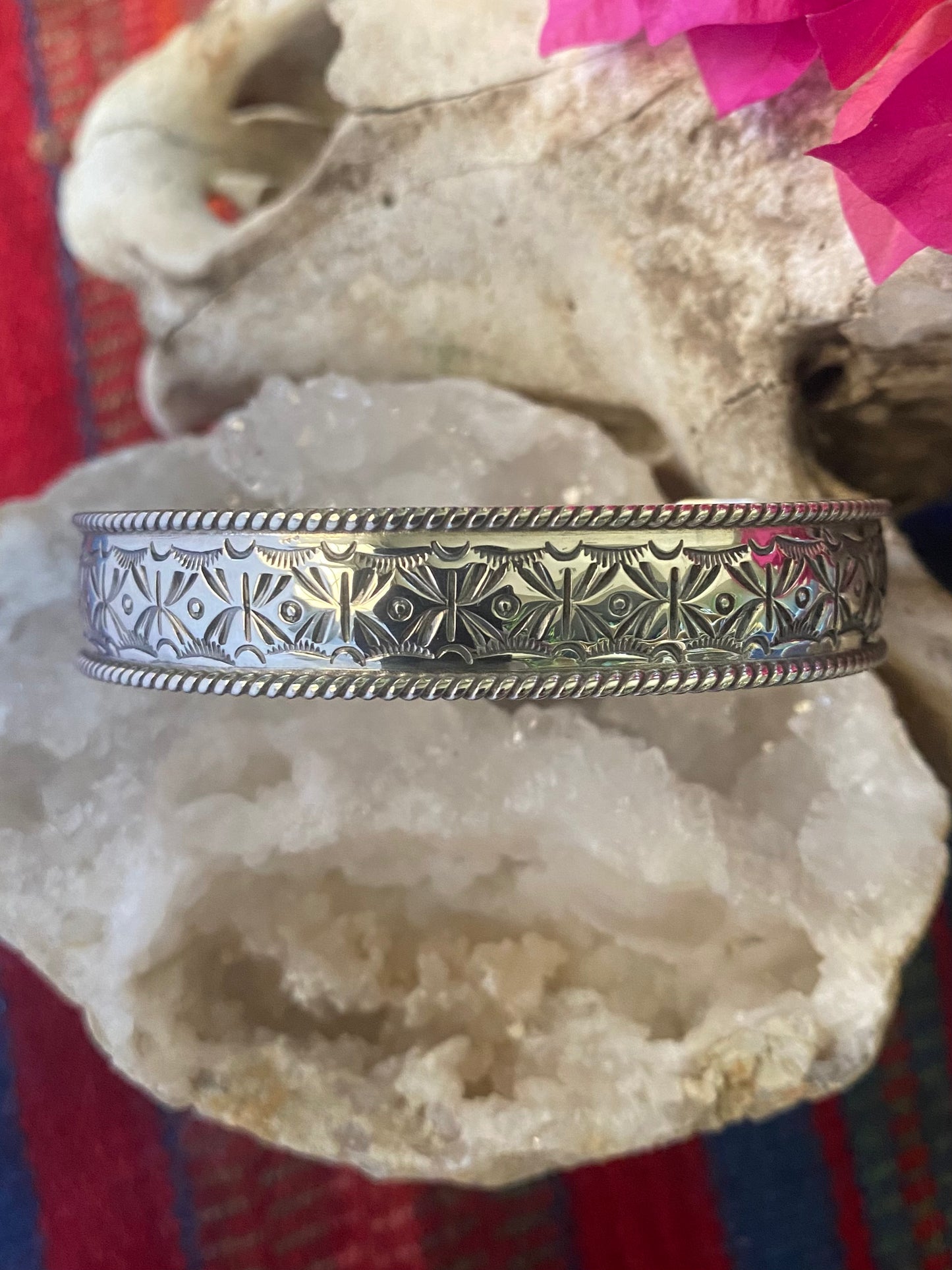 Hand Stamped Silver Cuff
