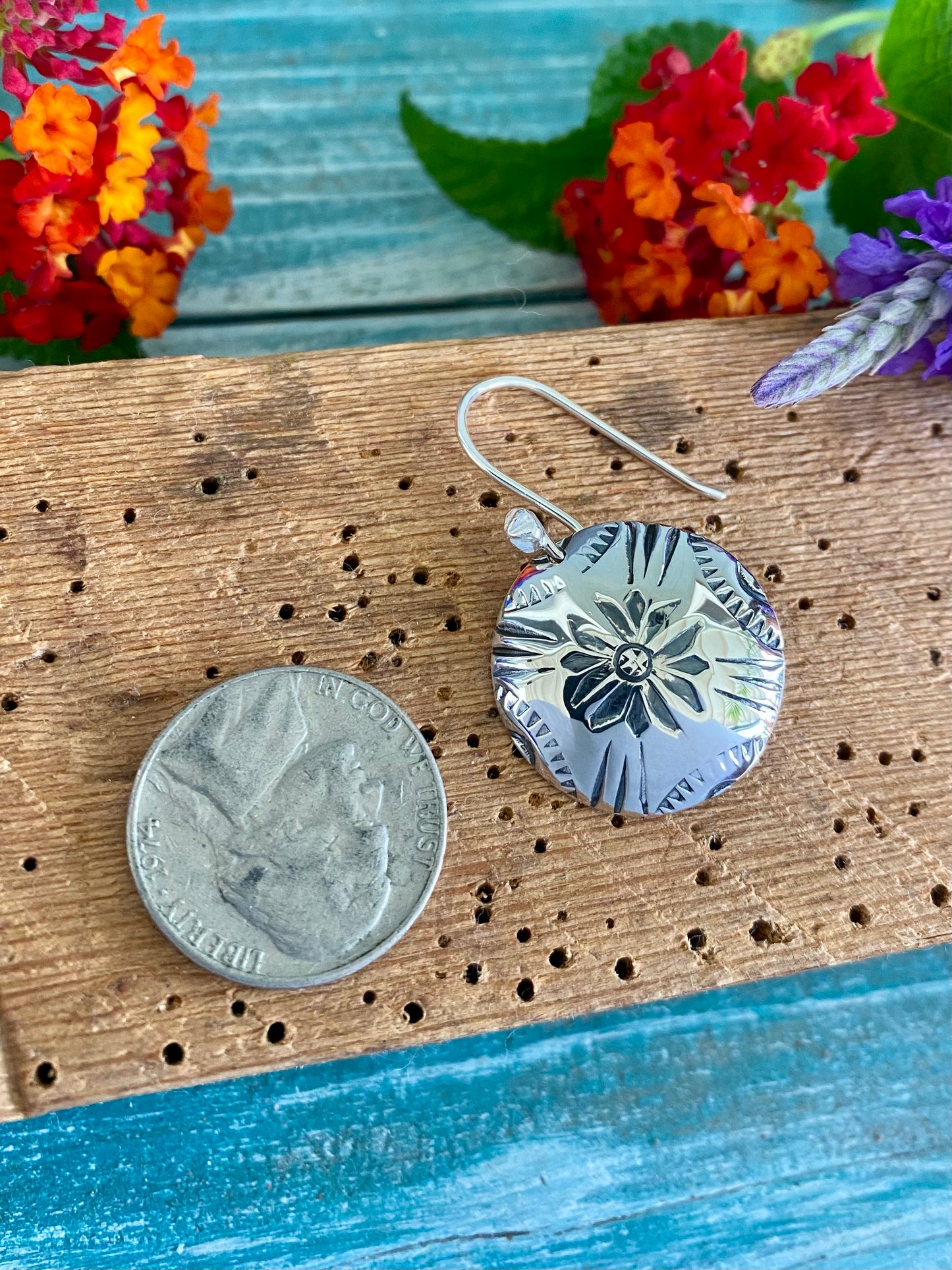 Stamped Disc Earrings