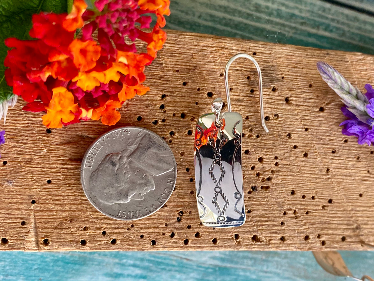 Stamped Dangle Earrings