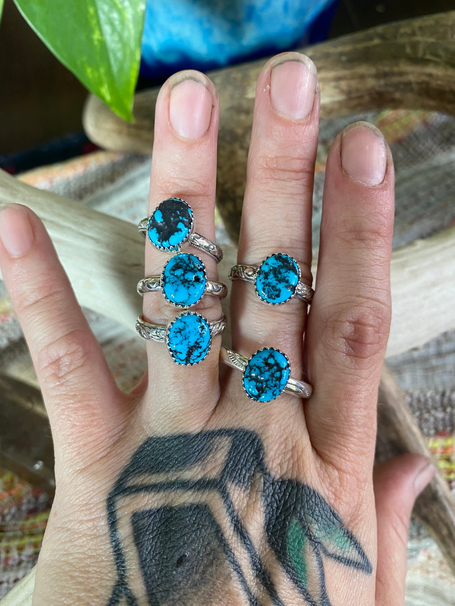 Simple Silver Turquoise Rings