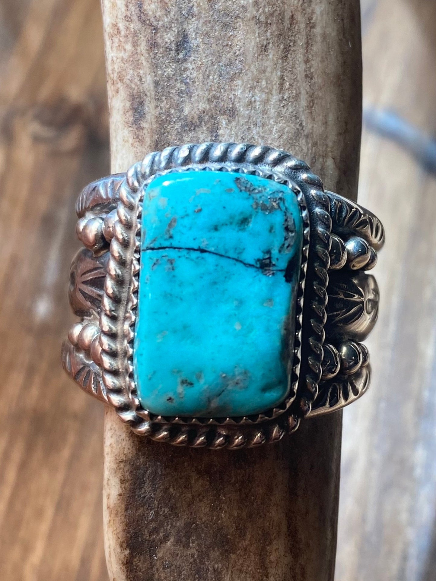 Heavyweight Men’s Silver and Turquoise Ring