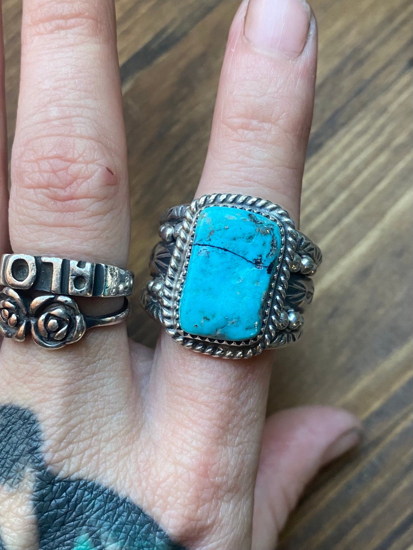 Heavyweight Men’s Silver and Turquoise Ring