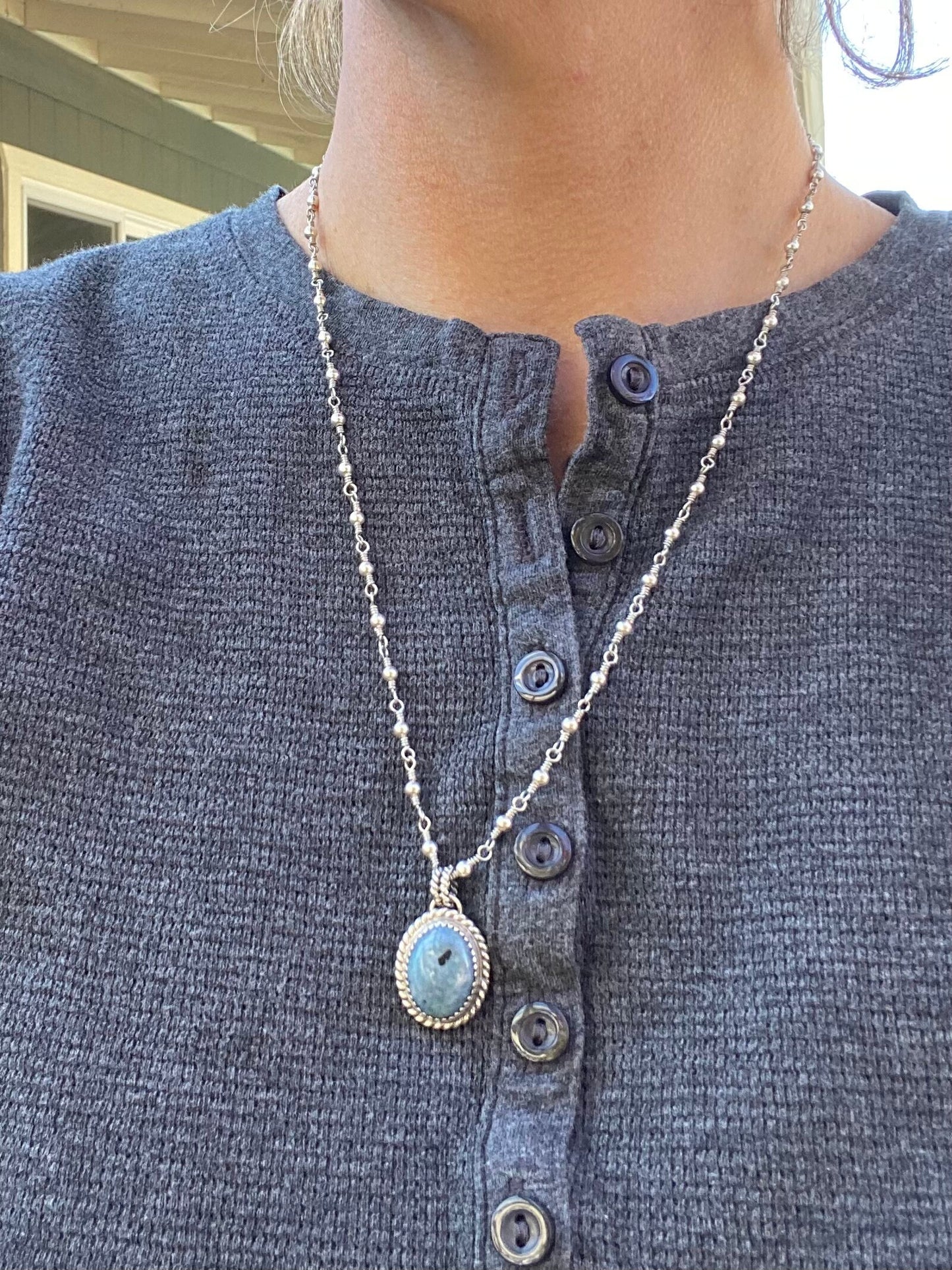 Denim Lapis Beaded Necklace