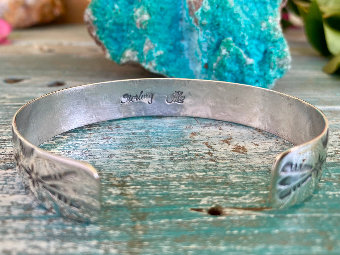 Stamped Star Silver Cuff