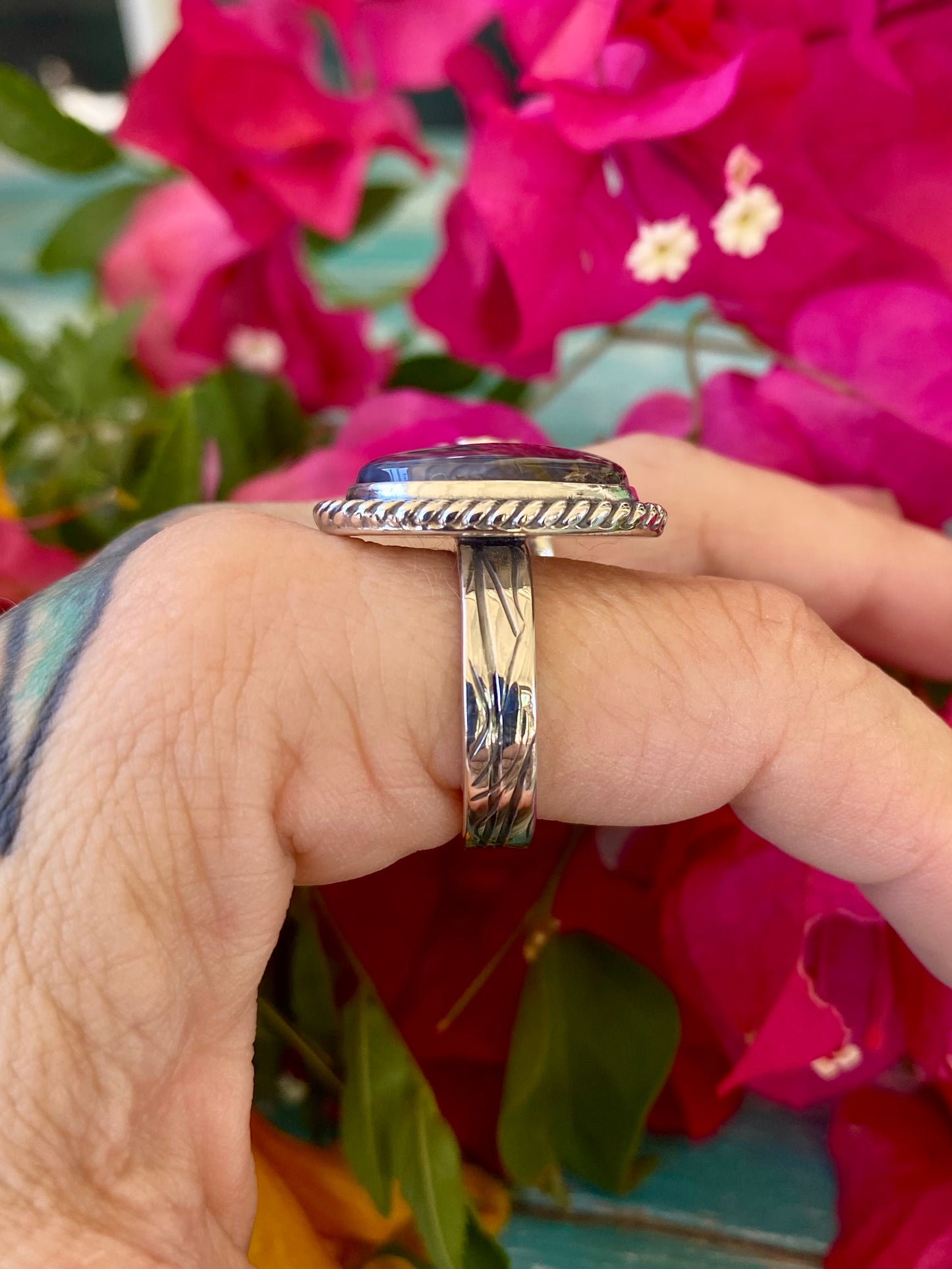 Silver and Agate Ring