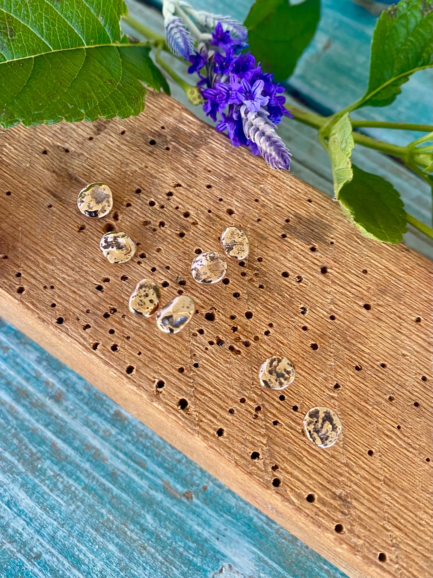 Silver or Bronze Pebble Stud Earrings