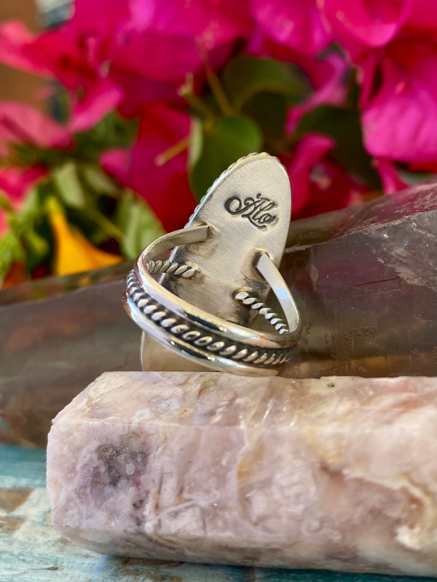 Sterling and Fire Mountain Agate Ring