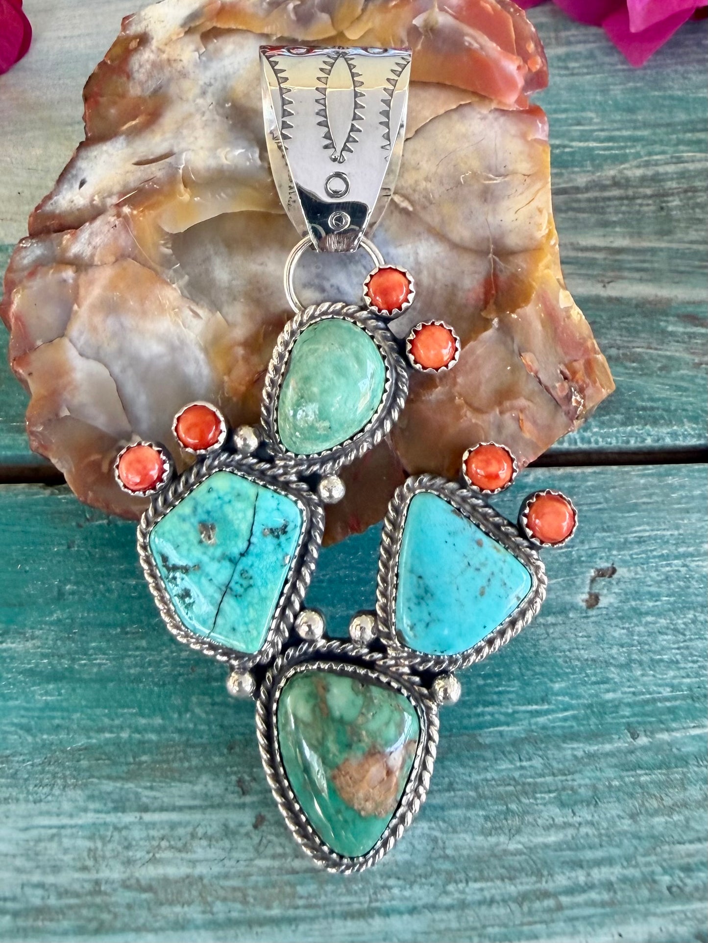 Turquoise Cactus Pendant