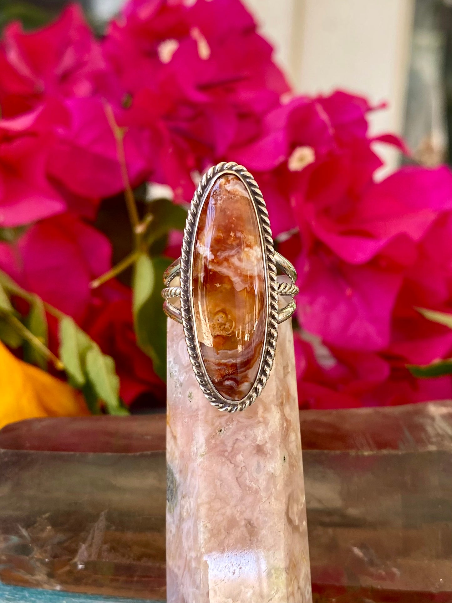 Sterling and Fire Mountain Agate Ring