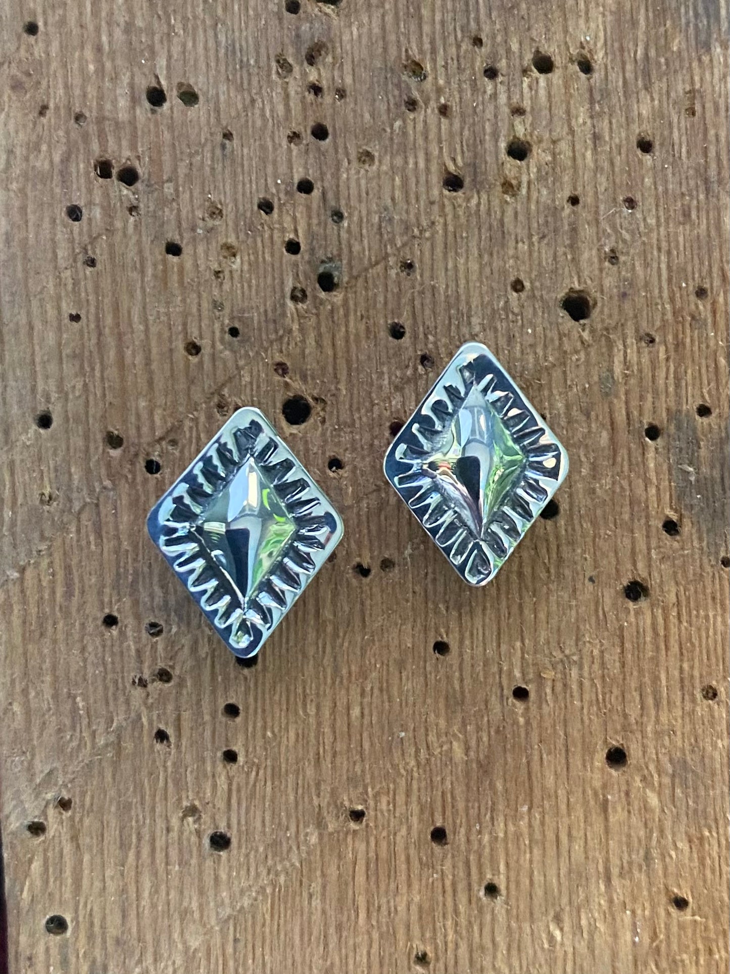 Stamped Sterling Stud Earrings