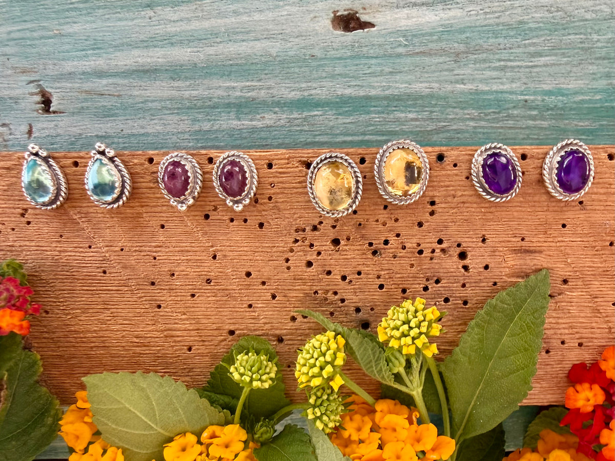 Gemstone Stud Earrings