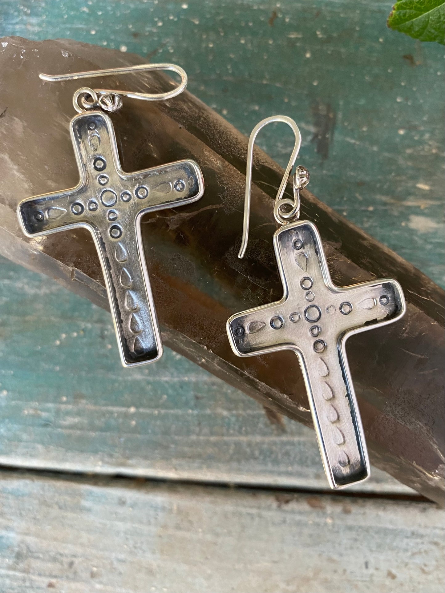 Silver  Shadowbox Cross Earrings