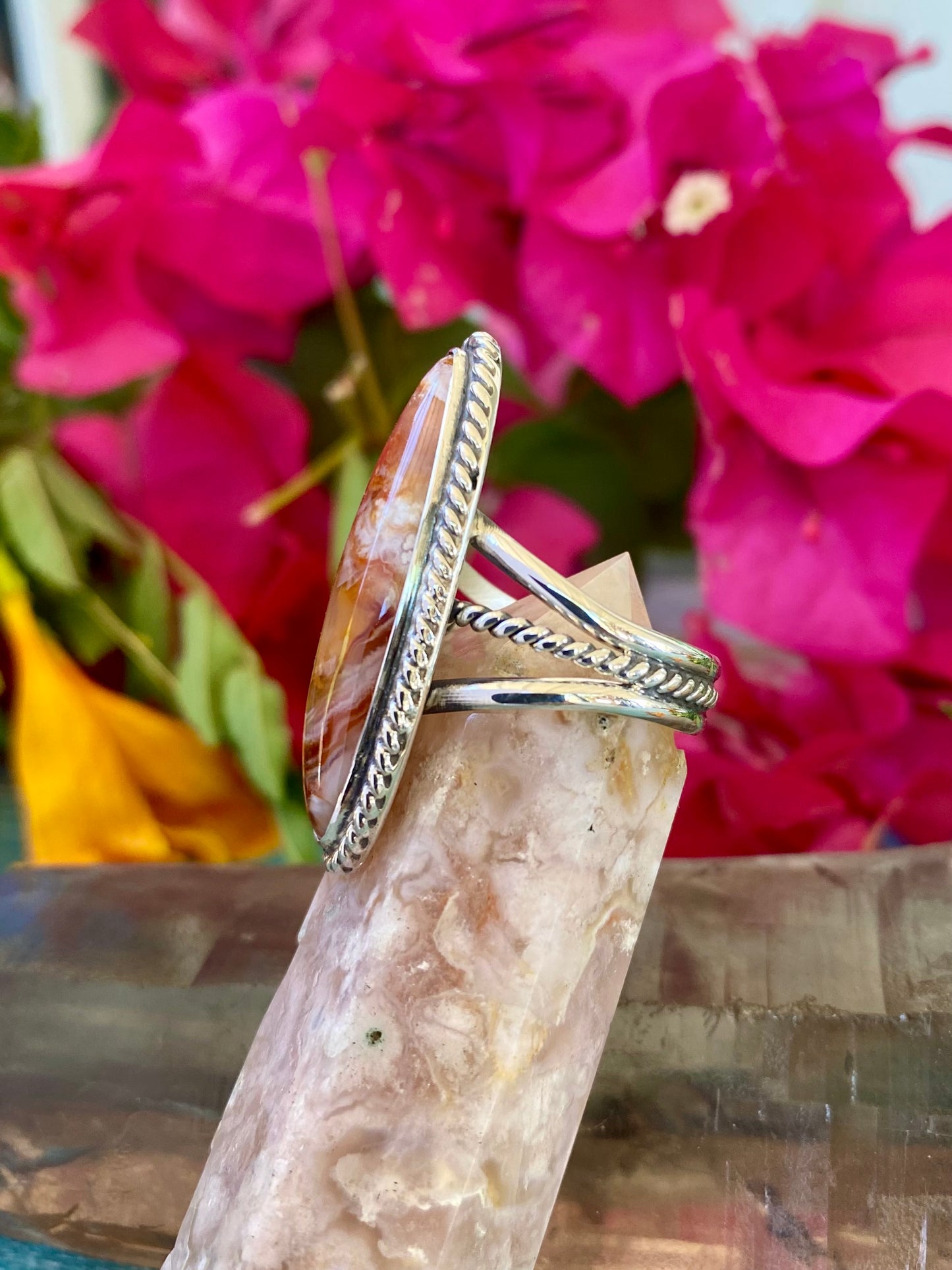 Sterling and Fire Mountain Agate Ring