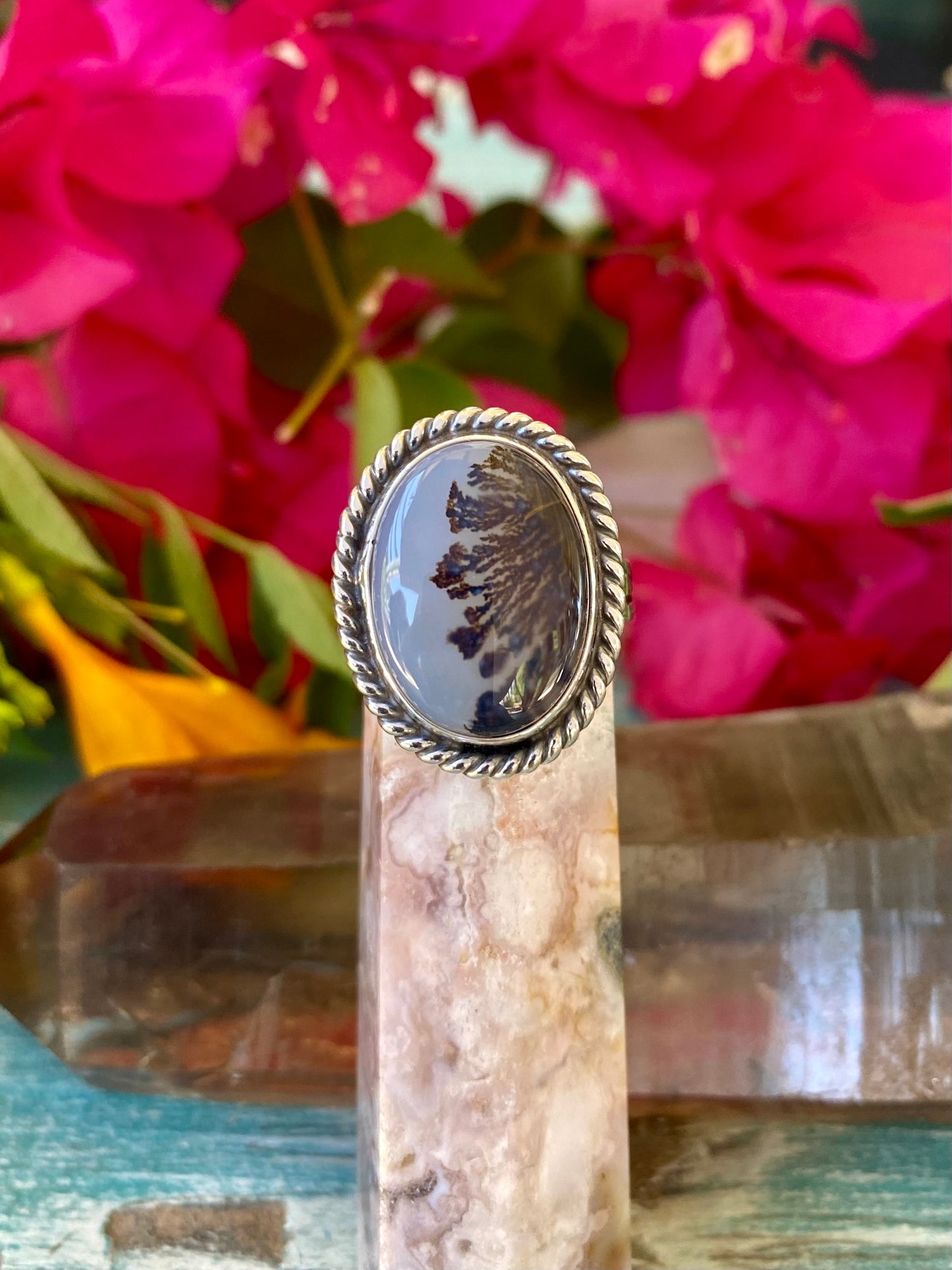 Silver and Agate Ring