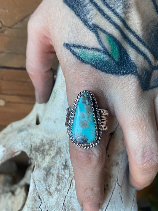 Turquoise Ring with Silver and Copper