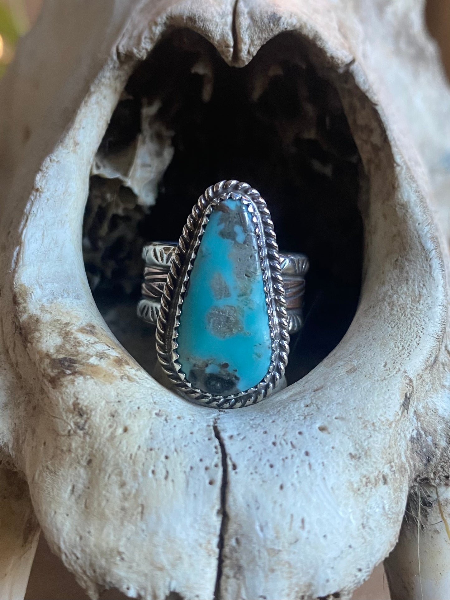 Turquoise Ring with Silver and Copper