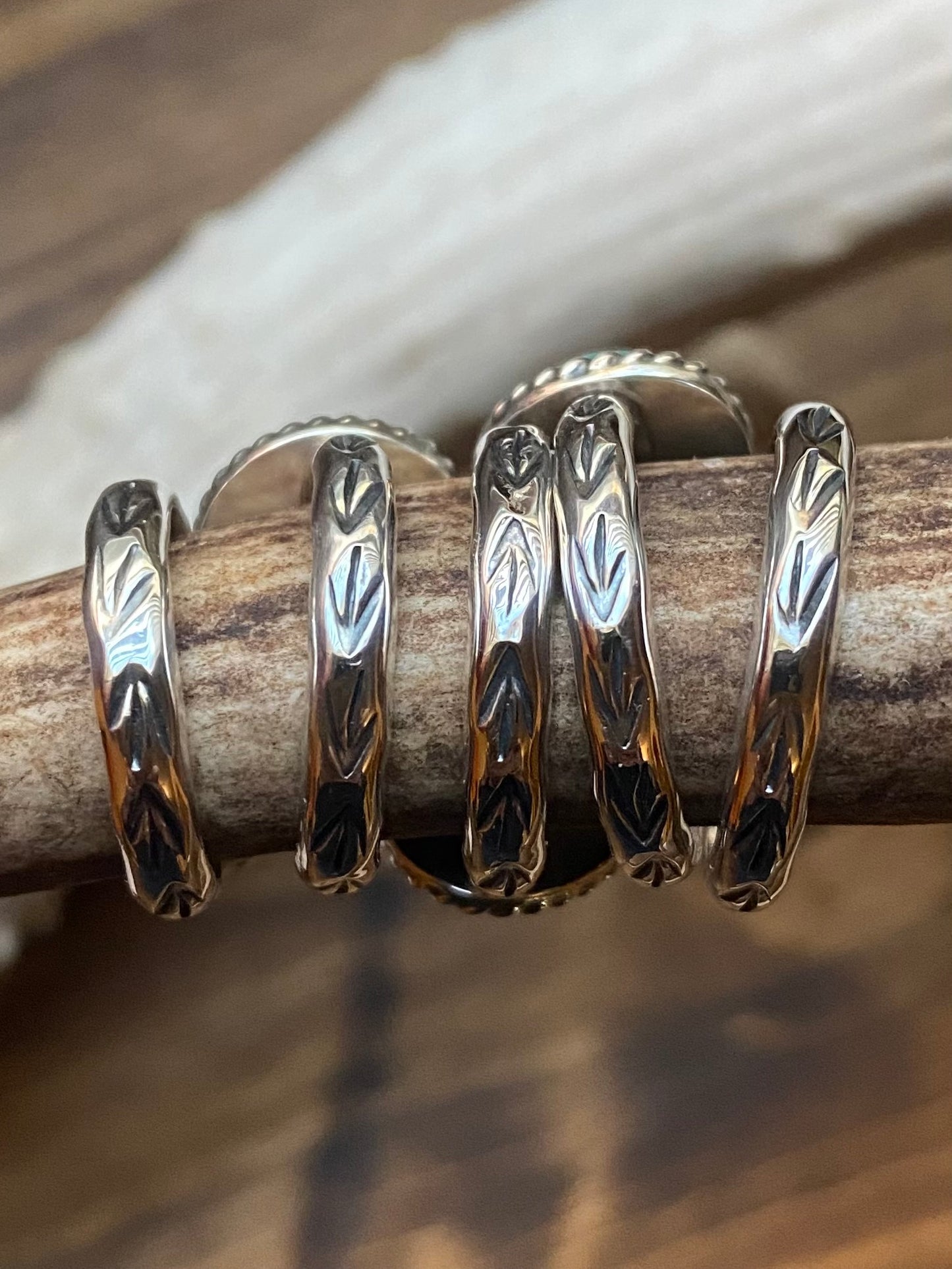 Stamped Turquoise Rings