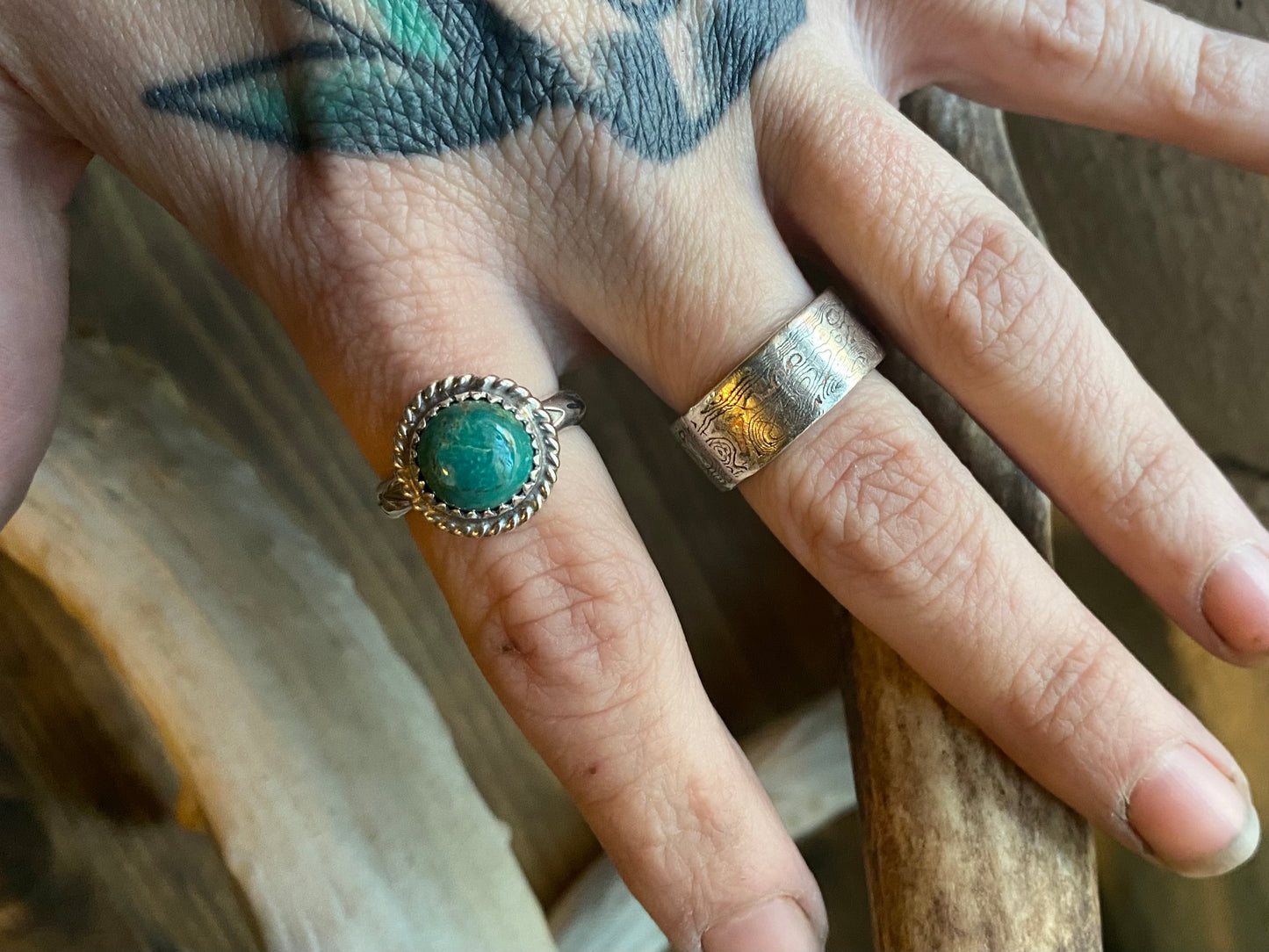 Stamped Turquoise Rings