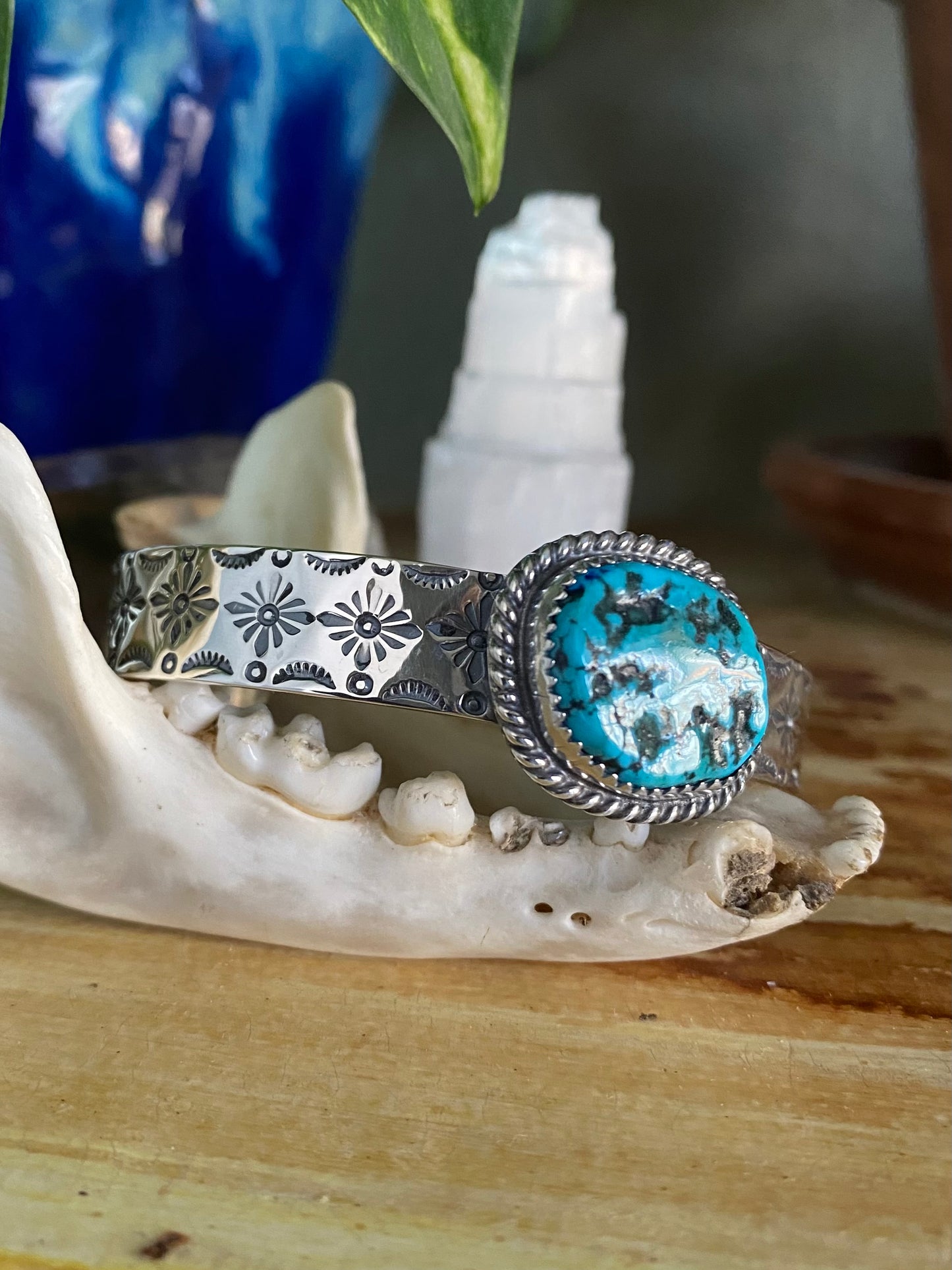 Stamped Turquoise Cuff