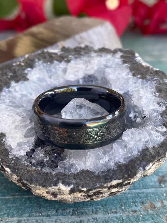 Men’s Meteorite Inlay Ring