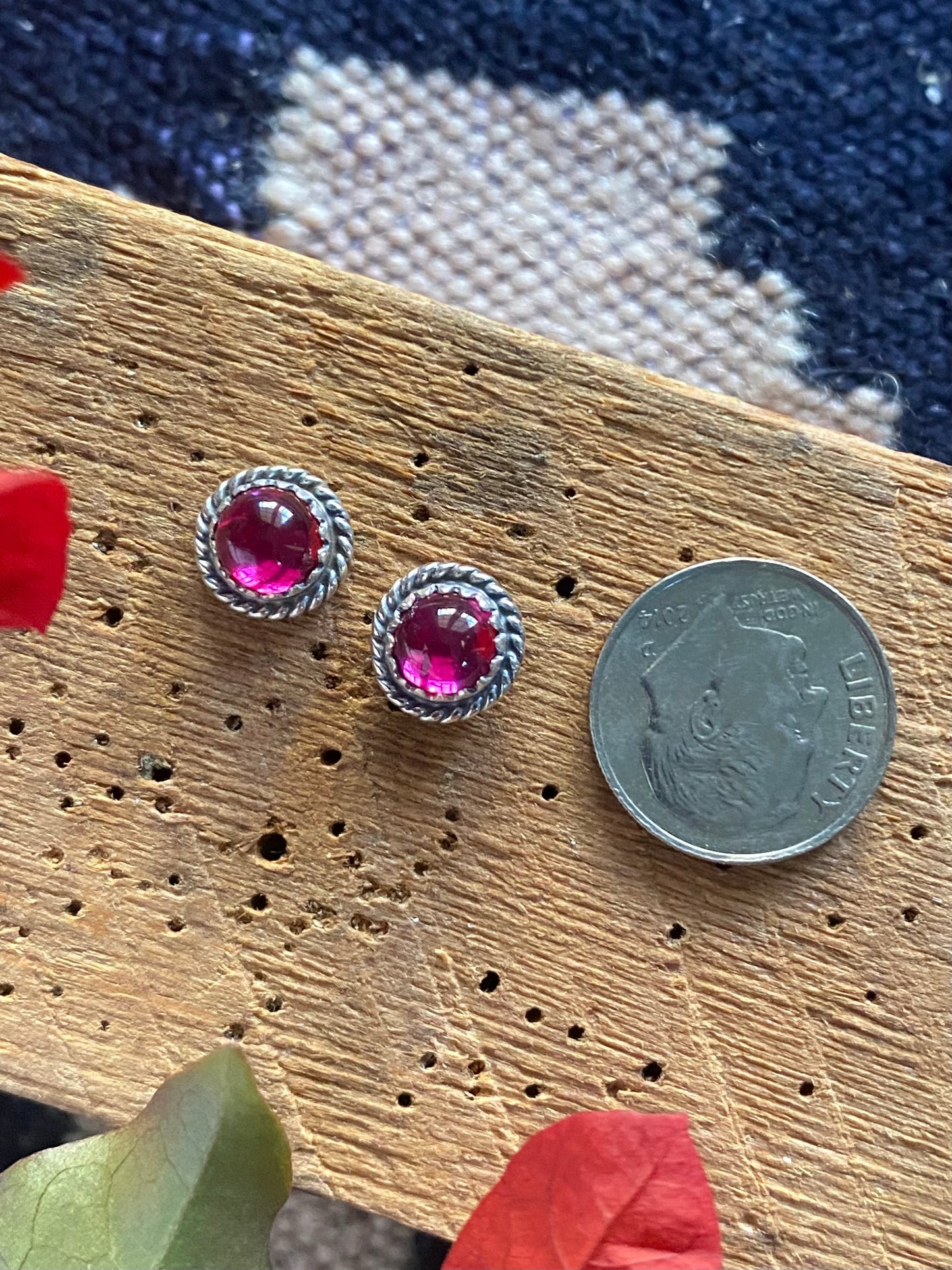 Ruby Colored Stud Earrings