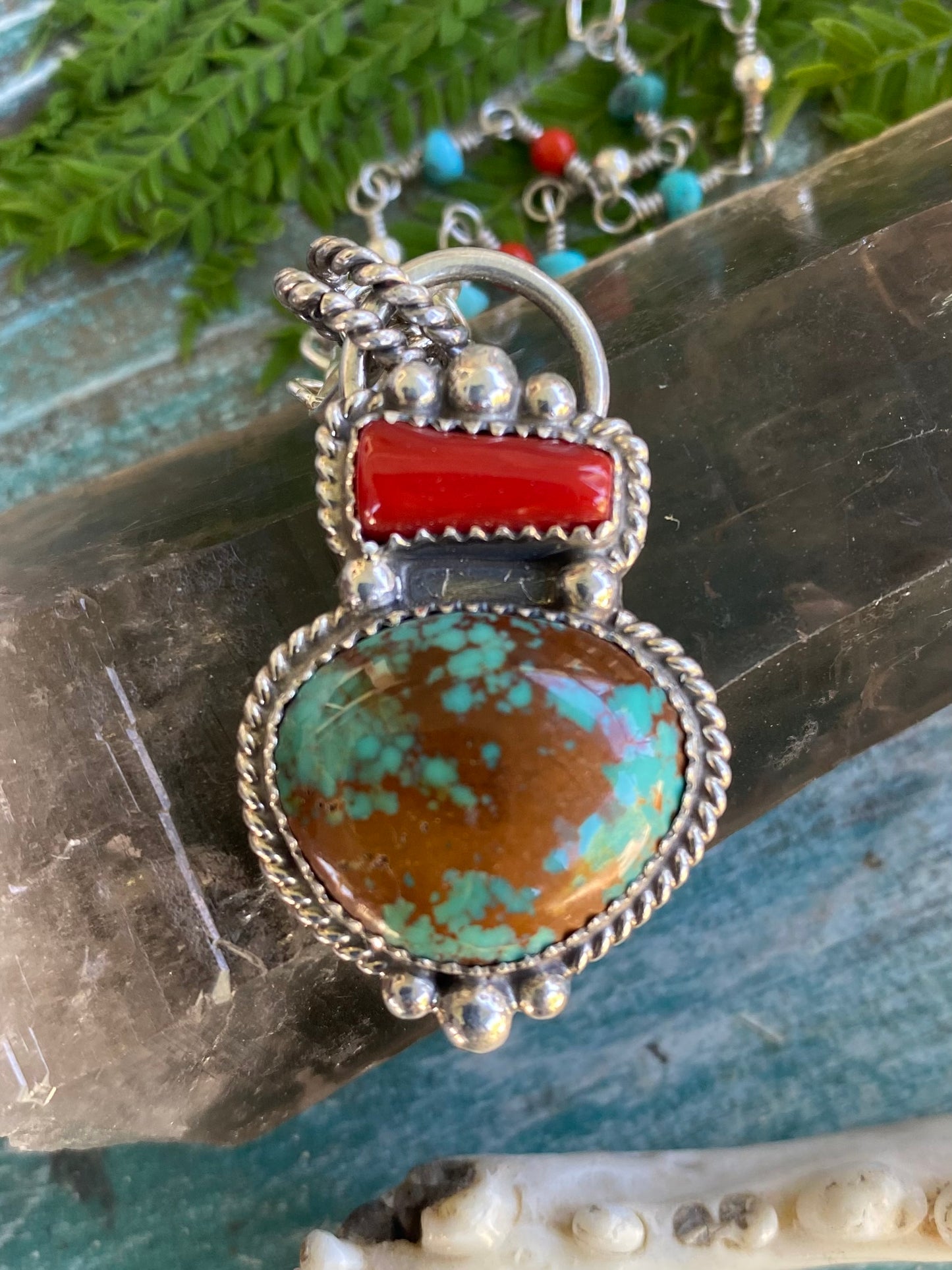 No. 8 Turquoise and Coral Necklace