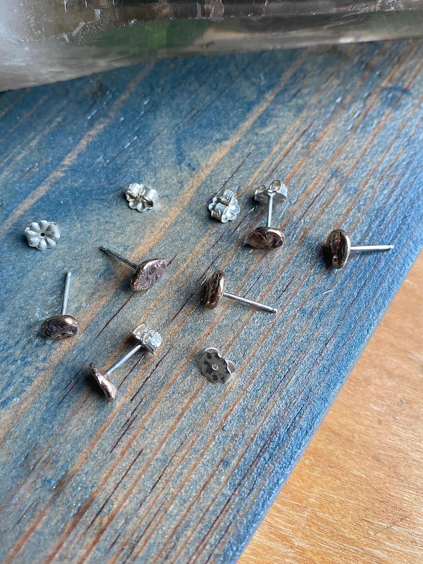 Silver Pebble Stud Earrings