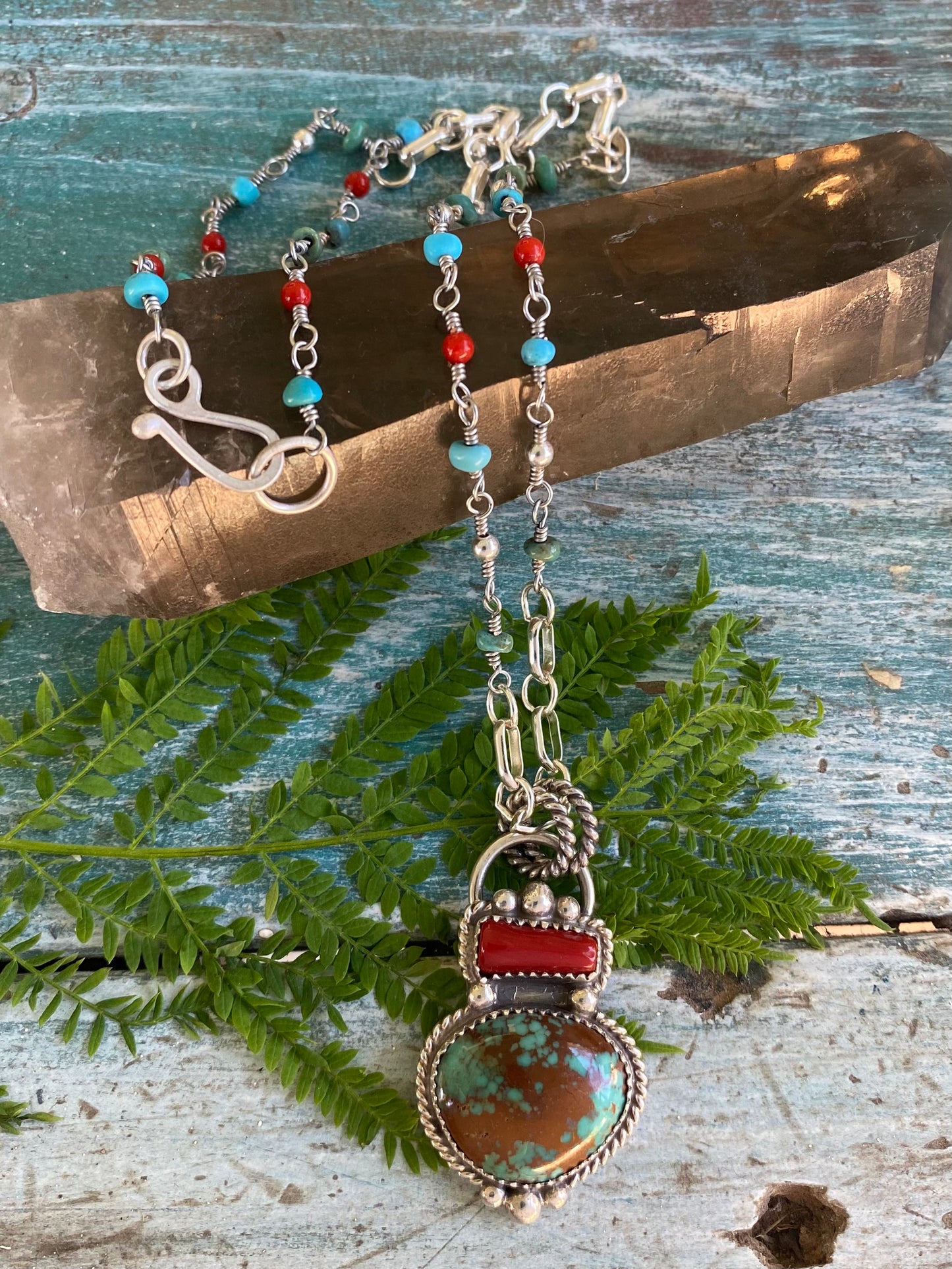 No. 8 Turquoise and Coral Necklace