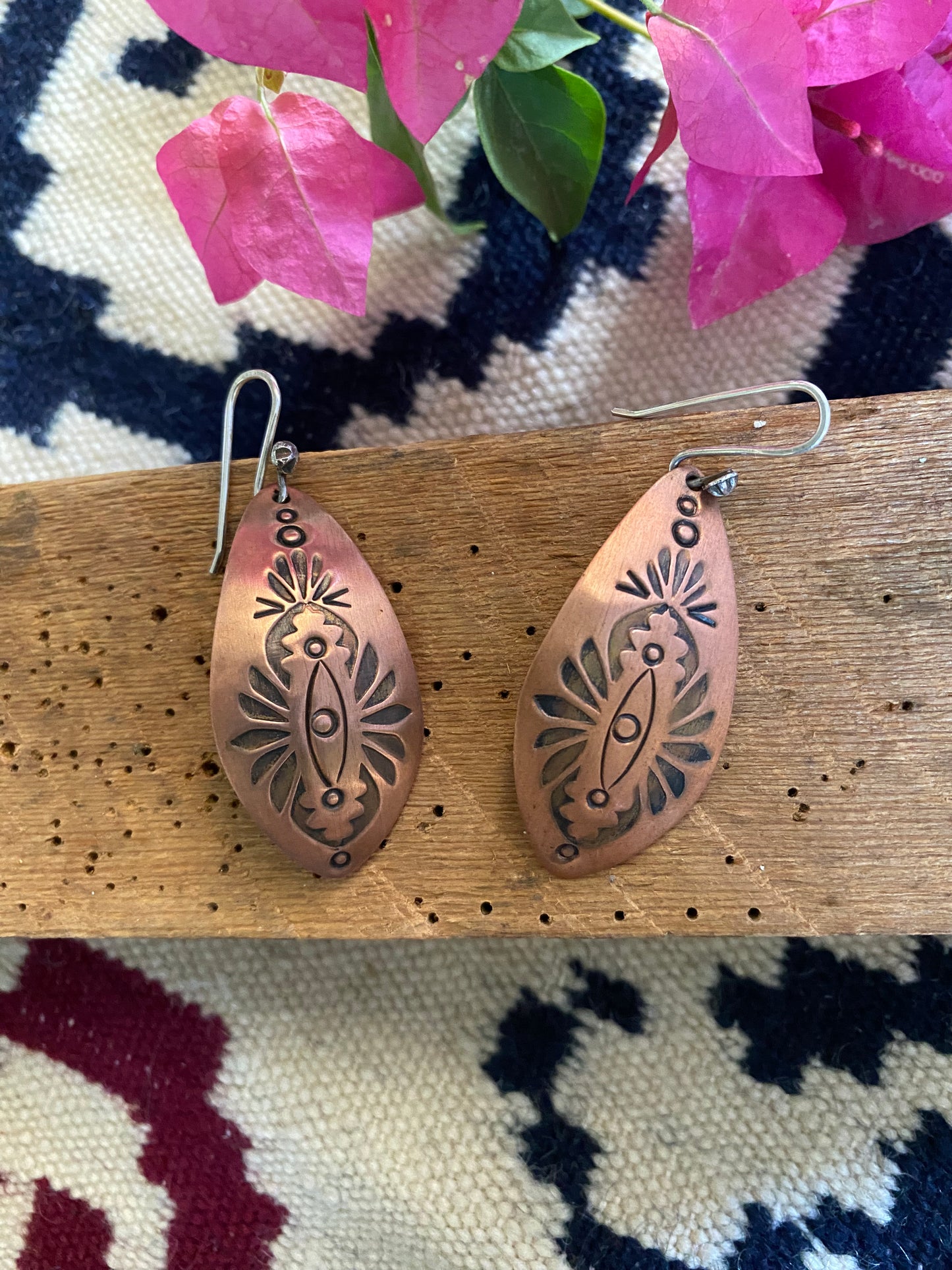 Stamped Copper Dangle Earrings