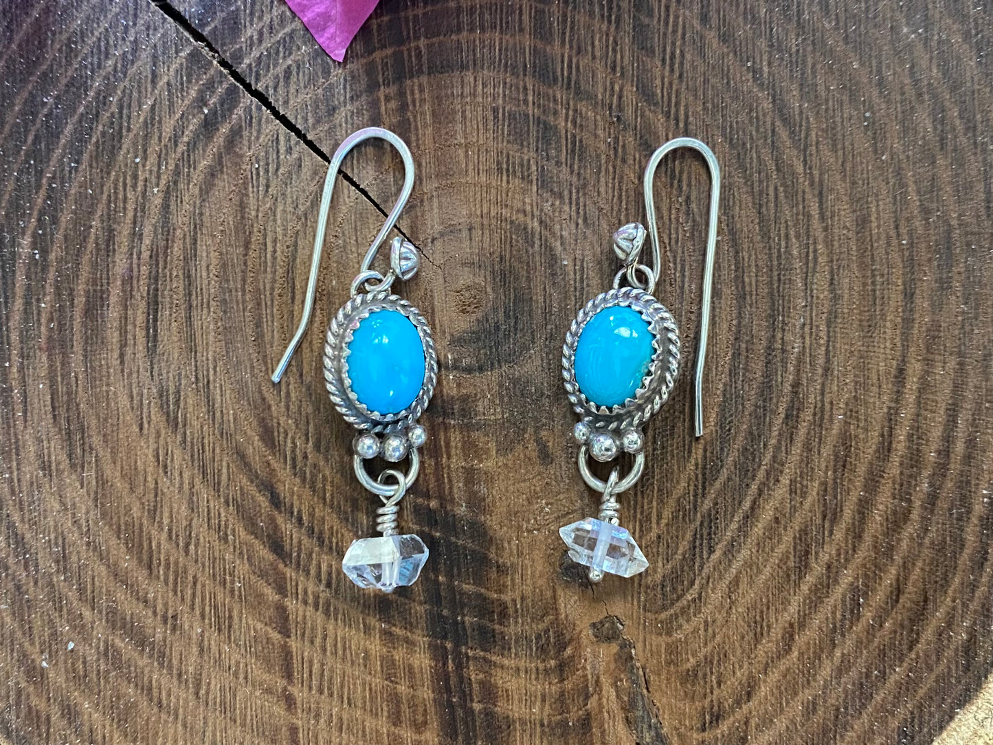 Turquoise and Herkimer Diamond Earrings