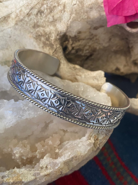 Hand Stamped Silver Cuff