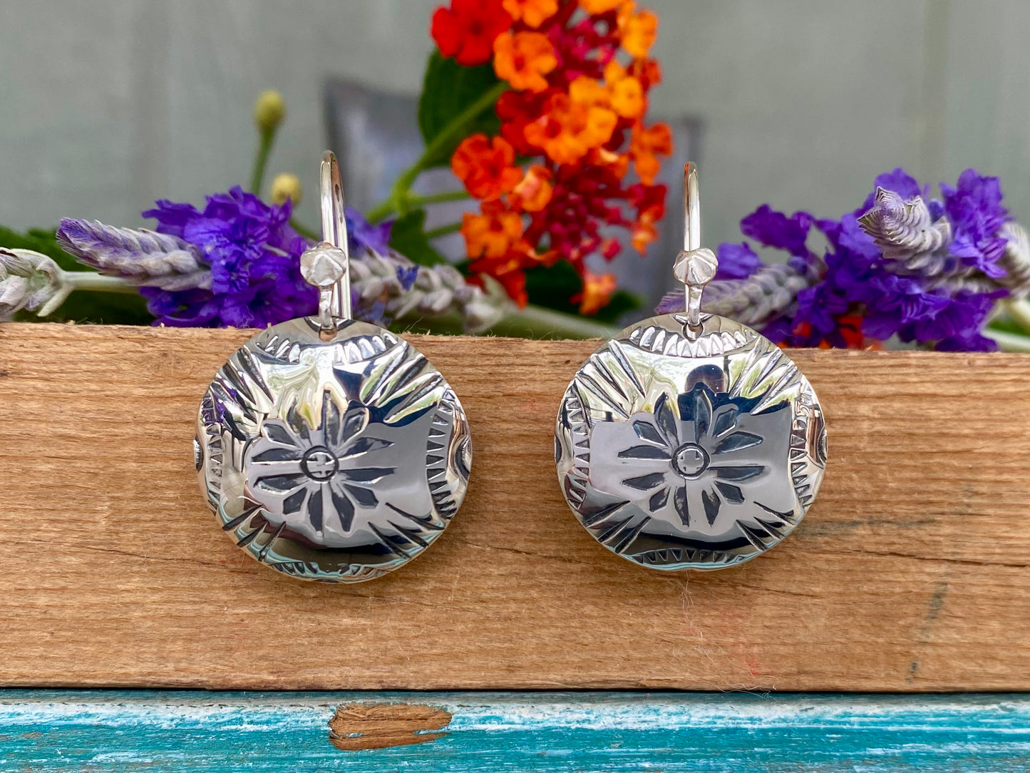 Stamped Disc Earrings