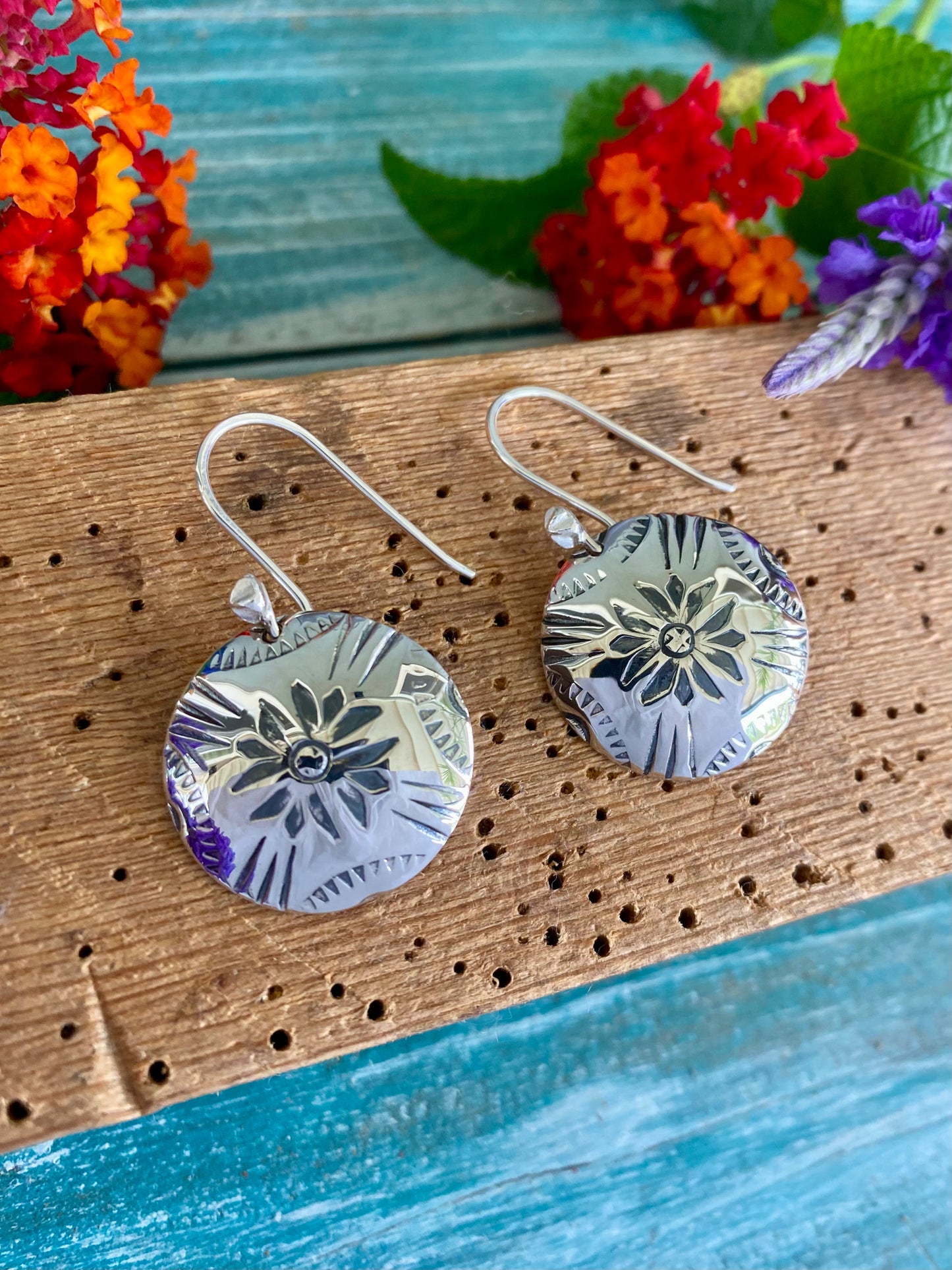 Stamped Disc Earrings