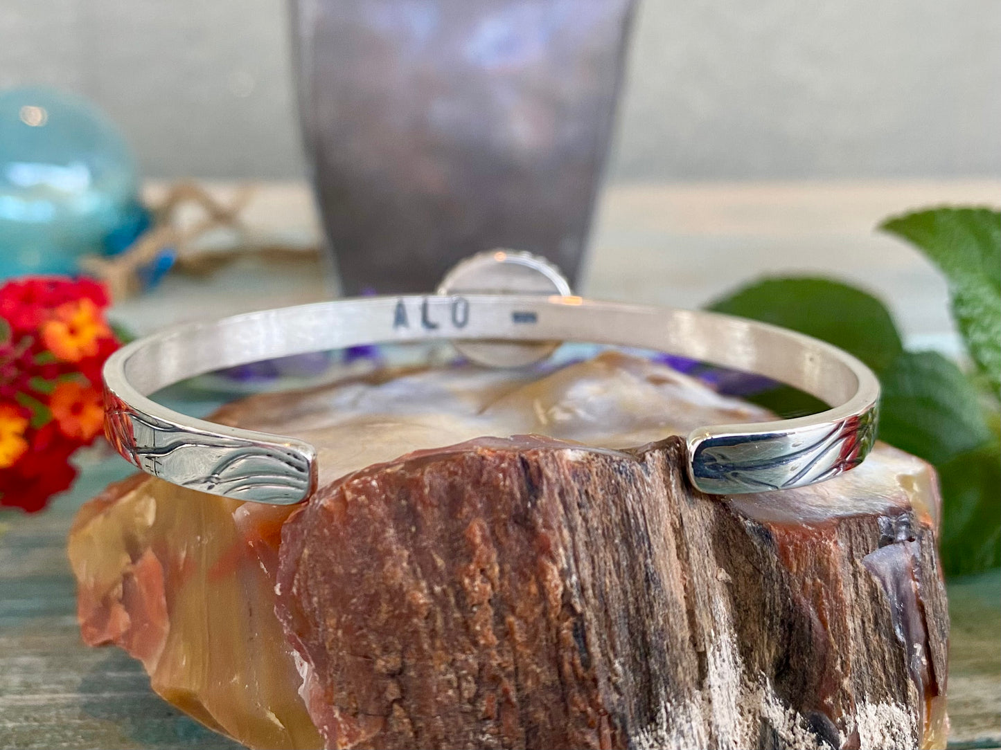 Rainbow Obsidian Silver Wire Cuff
